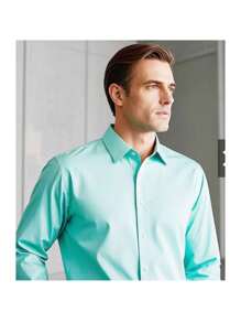 Men's Long Sleeve Premium Slim Fit Dress Shirt - màu xanh lá - Xem 2