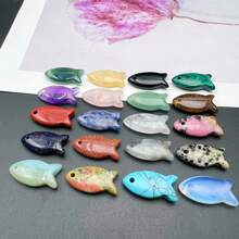 1pc Natural Crystal Fish Carving Figurine Statue Palm Stone DIY Jewelry Accessories Animal Figurine Sculpture Pocket Stone For Home Office Feng Shui Decoration Collectible Ornament - Multicolor - View 4