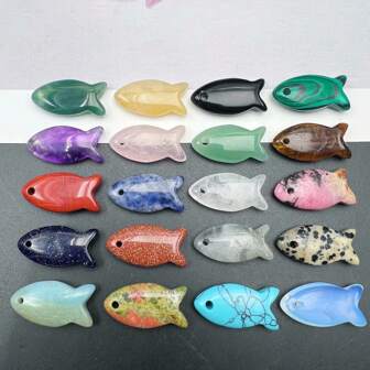 1pc Natural Crystal Fish Carving Figurine Statue Palm Stone DIY Jewelry Accessories Animal Figurine Sculpture Pocket Stone For Home Office Feng Shui Decoration Collectible Ornament