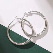 1 Pair Iron Hoop Earrings, Suitable For Women Daily Wear