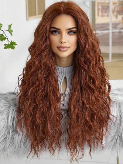 28 Inch Long Wavy Synthetic Wig Without Bangs: Natural Appearance, Heat Resistant, Suitable For Parties, Cosplay And Everyday Wear, Halloween