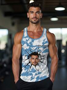 Canotte da uomo personalizzate per l'estate, fitness e palestra, abbigliamento da bodybuilding personalizzato per uso quotidiano - Blu - Visualizzare 3