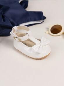 Cute Bowknot Decor Round Toe Flat Infant Princess Shoes For Girls - White - View 6