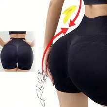 Pantalones Cortos para Mujer,Shorts Deportivos para Mujer, Levantamiento de Glúteos, Cintura Alta, Pantalones Cortos para Control De Abdomen Y Gym Shorts, Sin Costuras, Fruncidos - Negro - Ver 4