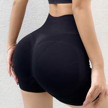 Pantalones Cortos para Mujer,Shorts Deportivos para Mujer, Levantamiento de Glúteos, Cintura Alta, Pantalones Cortos para Control De Abdomen Y Gym Shorts, Sin Costuras, Fruncidos - Negro - Ver 9