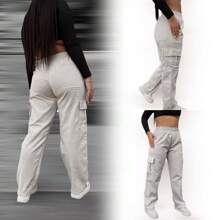 Women's Cargo Pants, Jeans Or Twill, Drawstring, Various Colors - 米色 - 查看 2