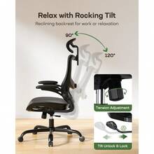 Marsail Silla ergonómica de Oficina: Silla de computadora de computadora de Oficina con Malla de Respaldo Alto y Soporte Lumbar Ajustable, sillas de Trabajo giratorias con Ruedas 3D reposabrazos y - 1 - Ver 7