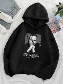 Norm Macdonald 2021 Big Size Women Hoodie A Comedian's Tribute - Bill Hicks Late-Night TV Slacker Stand-Up For Women - Black - View 1