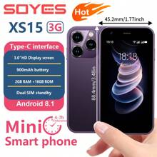 SOYES هاتف ذكي SOYES XS15 3G صغير الحجم 3.0 إنش شاشة أندرويد 8.1 ، 2 جيجا بايت رام ، 16 جيجا بايت رام، ثنائي شريحة سيم، متوافق مع متجر بلاي ،هاتف 3G للفتيات حجم صغير