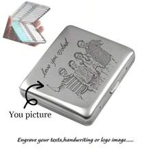 Personalized Engraved Stainless Steel Cigarette Case/Box, Customized Name Cigarette Holder Gift For Smokers - Multicolor - View 6