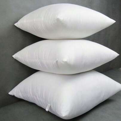1 Pc White Square Decorative Pillow Insert, Removable Zipper Cover, Soft Plush Fabric, Compressed Shipping