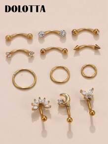 DOLOTTA 1 pièce Bijoux de piercing de cartilage en acier inoxydable 16G 18G, anneaux pour sourcil, anneau de nombril, lèvre, helix, rook, daith, boucles d'oreilles tragus avec cristal CZ. Barre incurvée pour piercing corporel.