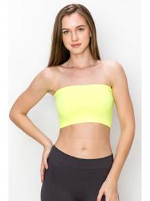 KURVE SEAMLESS MINI BANDEAU TUBE TOP - Neon Yellow - View 3