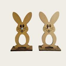 1 Support de lapin en forme d'œuf au chocolat de Pâques, décoration de table en bois, décoration de fête. Nez rose, nez bleu, nez amusant
