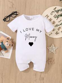 I Love My Mom - Mother's Day Cute Personalized Short Sleeve Jumpsuit For Newborn Baby Boys And Girls