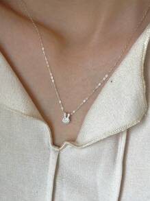 BALMORA 925纯银兔子项链，镶嵌锆石，动物锁骨链，小巧可爱，时尚简约，适合日常佩戴，情人节珠宝礼物 - 銀色 - 查看 7