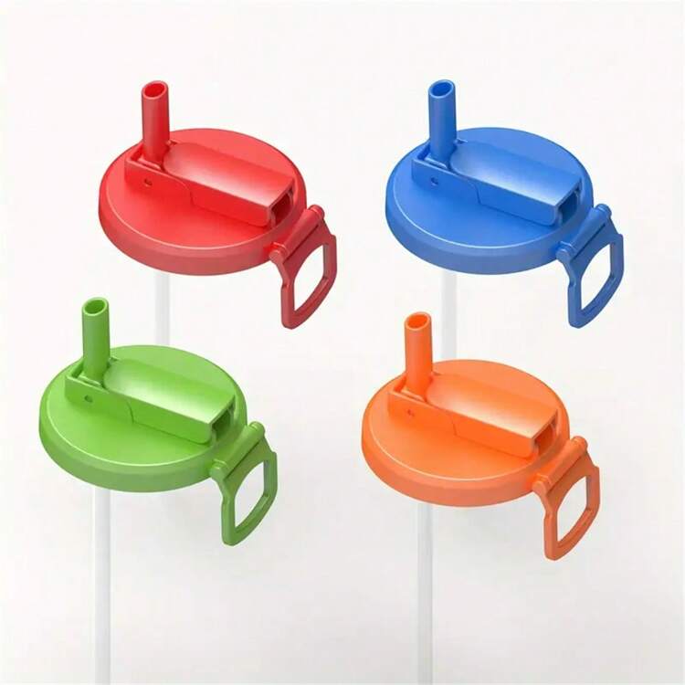 1 pièce Couvercle de canette avec paille - Lot de 4 couvercles colorés de canette de boisson, fournitures de fête - Multicolore - Voir 1