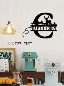 An Iron Wrought Custom Flower Last Name Logo Last Name Logo Personalized Metal Outdoor Men's Split Monogram Split Logo Family Valentine's Day Gift Housewarming Gift Father's Day Independence Day Party Summer Graduation School Season Decorations Gifts Birthday