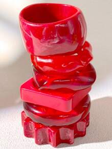 1pc Oversized Red Fashionable Bracelet, Suitable For Women's Daily Wear And Gift (Size Deviation 3mm/0.11 Is Normal)