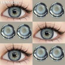 FUNSACHY 1 对 SERENA 天然彩色隐形眼镜蓝色眼部隐形眼镜时尚化妆品眼部彩妆女士隐形眼镜