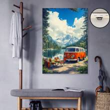 Framed Sunset Over Mountains, Clear Stream, Peaceful Scenery, Natural Oil Painting(2)Canvas  Birthday Party Decor, Mother's Day New Year Easter Gift,  Home Living Room Office Wall Decor, Perfect Gift And Wall Decoration - 裱框 - 查看 5