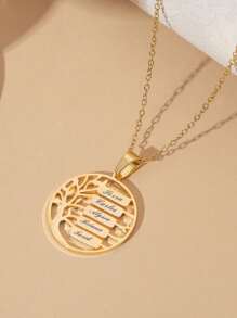 1 pieza Colgante de collar de árbol de la vida personalizado de acero inoxidable, diseño minimalista, adecuado para citas, días festivos y uso diario de niña