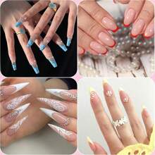 12 Sheets 456 French Manicure Art Stickers, 3 Designs Self-Adhesive Nail Tips DIY Decoration Templates Tool Guide (3 Moon Shape Designs, 12 Sheets)