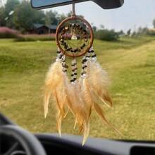 Crystal Car Pendant, Feather Wind Chime Rear View Mirror Hanging Ornament, Car Interior Accessories & Gift - one-size - View 7