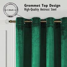 1pc Simple Velvet Solid Color Blackout Curtains With Grommets, For Bedroom And Living Room Decor