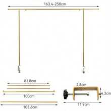 Tall Over The Table Rod Stand With Clamps Adjustable 135-250cm Gold Metal Table Arch Stand Table Clamp Stand Hanging Rail Party Stands For Decorations Wedding Anniversary (Gold)