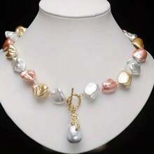 Stylish Asymmetrical Pearl Collarbone Chain Pendant, Niche Design - Color Mixing - View 6
