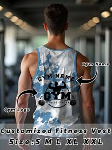 Canotte da uomo personalizzate per l'estate, fitness e palestra, abbigliamento da bodybuilding personalizzato per uso quotidiano - Blu - Visualizzare 2