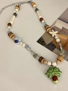 1 Stück Neue Sommer Halskette mit Kokosnusspalme, bunte Perlenkette mit Seepferdchen-Muschel, einzigartiges Design