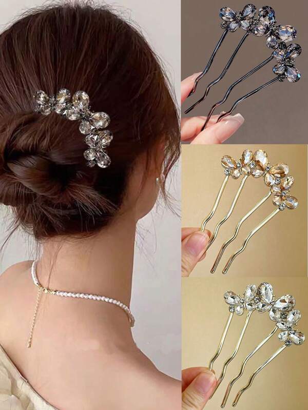 Elegant Faux Pearl 4-Prong Bun Maker Hair Stick Comb Accessory, Hair Comb Hair StickAlloy Faux Pearl Hairpin Comb, European Style Design Wedding Hair Accessories ,Elegant Hair Accessories For Daily Use Tiaras,For Wedding Party Wearing Elegant
