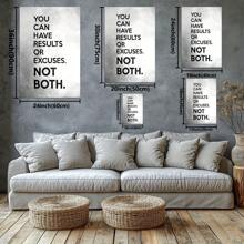 Results Or Excuses Simple Design Large Wooden Framed Wall Art Home Decor Canvas Painting- For Bedroom, Bathroom, Living Room, Office, Kitchen, Holiday Gift- 1pc - 彩色 - 查看 3