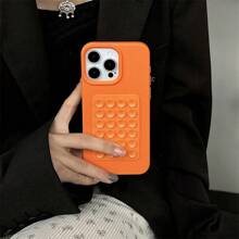 Husă de protecție pentru telefon mobil, din silicon moale, portocaliu, cu model din piele și ventuză, compatibilă cu 17/17Air/17PRO/17PROMAX/16/7/8/11/12/13/14/15/X/XR/Xs/Plus/Pro/Pro Max/SE2