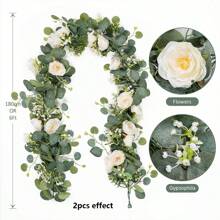 1/2 szt. Sztuczny kwiat winorośli Eukaliptus Róża Kwiaty winorośli Gypsophila Kwiatowa zieleń girlanda Romantyczna dekoracja domu na ślub, wystrój pokoju, wystrój domu, wystrój kuchni, wystrój ślubu, dekoracja stołu, elementy centralne, wystrój biura, wystrój ogrodu, wystrój zewnętrzny