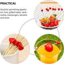 200/100/80/50/30/20 件/套红心签、水果签、甜点签、开胃菜签、水果串签、纸杯蛋糕装饰签、三明治签、长签，适用于情人节、生日、婚礼、派对等，学校用品 - 彩色 - 查看 5