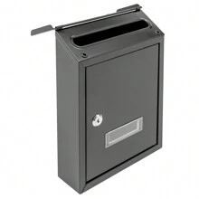 Rainaut Black Wall-Mount Mailbox, Key Lock Mail Boxes Outdoor Metal Security Key Drop Box With 2 Keys, 11.8in(H)*8.54in((L)*2.7in(W) - Black - View 8