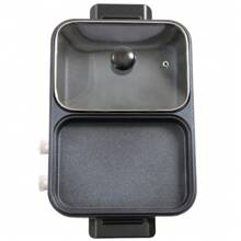 Electric Hot Pot & Grill 2-In-1, Non-Stick BBQ Fondue Cooker, Dual Temperature Control, Family Size, 1200W For Indoor & Outdoor Use, Easy To Clean, Black - Black - View 8