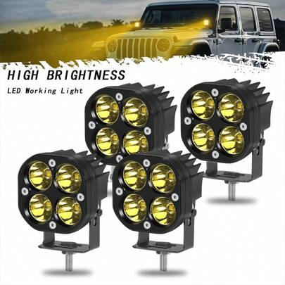  Yellow Led Pods Lights 3Inch 80W Led Driving Off Road Lighting 12V 24V Spot Cube Light Bar For 4WD Pickup Trucks Boat ATV UTV SUV Motorcycle Golf Tractor Amber Fog Light Truck Accessories For Men Car Accessories Car Lights Led Strip Lights