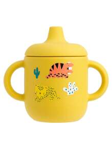 PopLittleOne 1 Stück Silikon Baby Becher tragbare Baby Wasserflasche mit niedlichem Tier, Blumen und Verkehrs-Muster, Baby Lernbecher Fütterung Baby Geschirr - Verschiedenfarbig - Übersicht 13