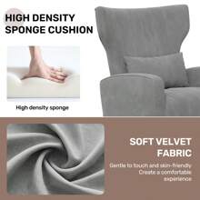 Nalupatio Velvet Fabric Upholstered Reading Comfy Mid Century Modern Armchair With Metal Legs And Spring Support, Accent Chair For Living Room - 灰色 - 查看 6