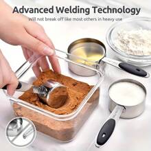 [8-Piece Stainless Steel Measuring] 8-Piece Stainless Steel Measuring Set, Nested Kitchen Utensils With Engraved Markings, Durable Tools For Dry And Liquid Ingredients, Dishwasher Safe