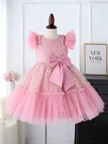 Vestito da ragazza con gonna a palloncino senza maniche, abito da esibizione da danza per bambini, adatto per vacanze e estate