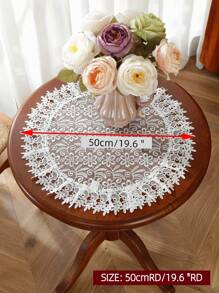 1 件 100% 涤纶面料 3D 水溶性蕾丝花边刺绣圆形餐垫，适用于厨房、餐桌、盘子、烛台、花瓶、室内装饰、家庭聚会、节日、派对、婚礼装饰，四季皆宜，多种尺寸可选