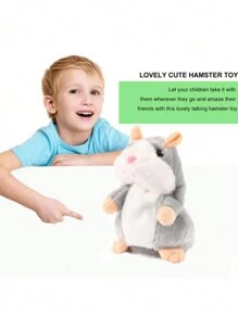 Juguete de peluche de hámster parlante lindo de 16.5cm/6.5 pulgadas, muñeco de repetición y asentimiento, juguete de peluche con sonido repetitivo, juguete de peluche para niños, juguete de ratón, regalo de cumpleaños, juguete de rompecabezas de aprendizaje, juguete educativo, regalo de Navidad para bebés