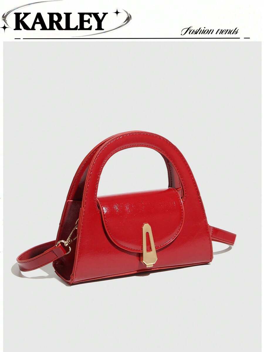 1pc PU Leather Handbag, Solid Color Small Bag Minimalist Fashion Women ...