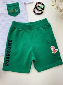 Children's Set Boy T-Shirt Bermuda White Green Dinosaur Children's Clothing Male Caetano - White - View 3