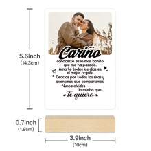 Putuo Decor 1pc Gepersonaliseerde Foto Spaanstalige Acryl Bord Met Houten Basis, Aangepaste Foto Acryl Bord Tafeldecoratie Voor Moeder/Vader/Grootmoeder/Grootvader/Zoon/Dochter/Zus/Broer/Tante/Geliefde, Gepersonaliseerde Acryl Bureaudecoratie Voor Thuis Boerderij Woonkamer Café Koffiehuis Geschenken Verjaardag Afstuderen